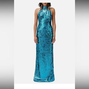 NWT Galvon London Aqua Sequin Gown